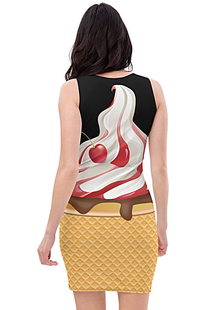 Strawberry & Chocolate Ice Cream Dress - Halloween Costumes - Carnival Costume - Soft Serve Ice cream Cake Cone Dress