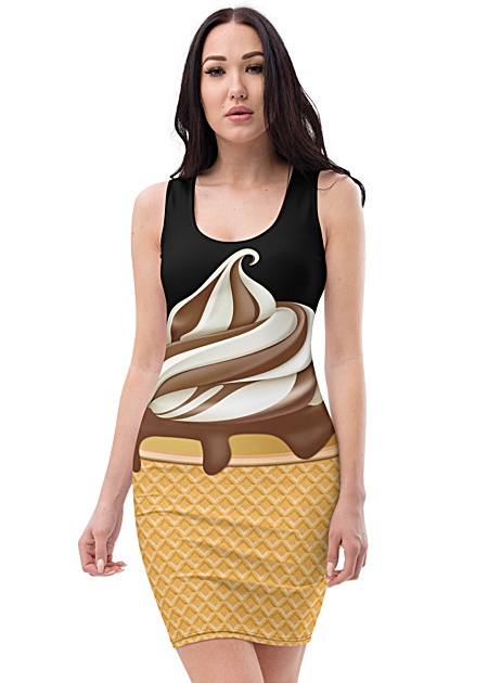 Strawberry & Chocolate Ice Cream Dress - Halloween Costumes - Carnival Costume - Soft Serve Ice cream Cake Cone Dress