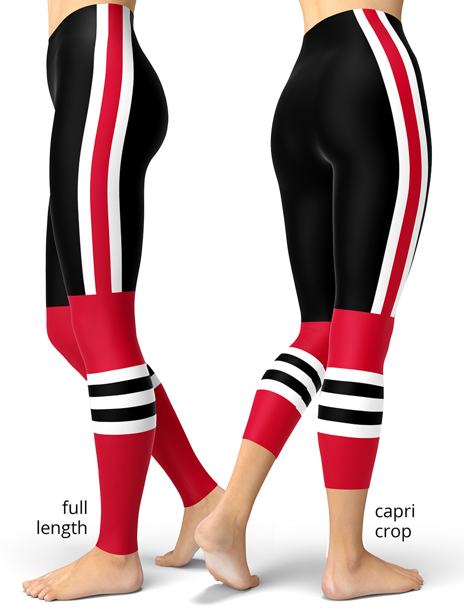 Squeaky Chimp Edmonton Oilers Hockey Uniform Leggings (Color: Home, Size: S, Legging Length: Full Length)
