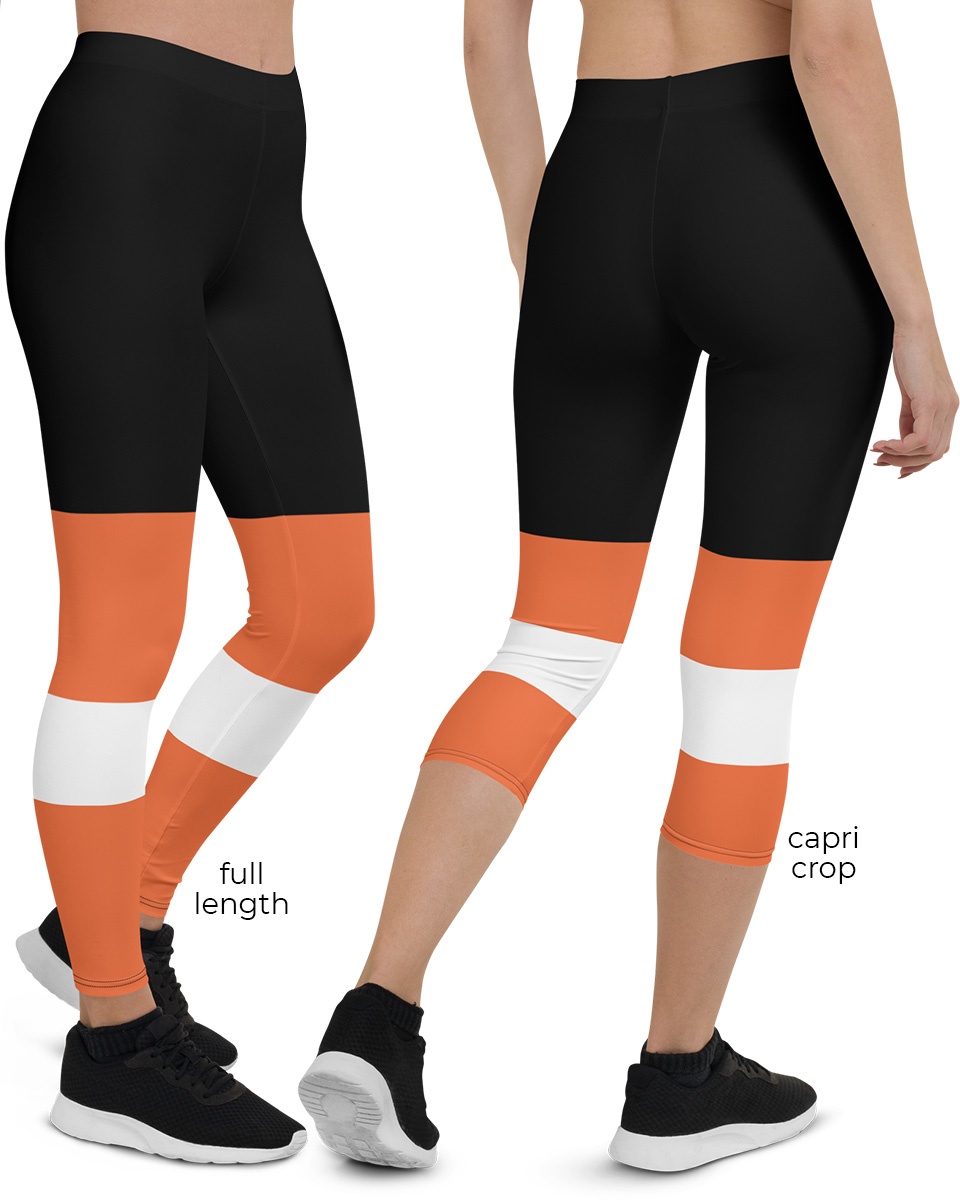 Squeaky Chimp Pittsburgh Penguins NHL Hockey Uniform Leggings (Color: White, Size: L, Legging Length: Capri Cropped)