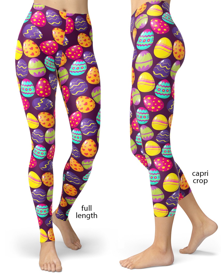 Womens Easter Leggings Colorful Easter Eggs Print Yoga Pant 2024