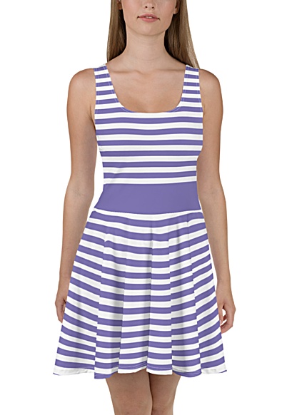 Purple Lilac stripes sundress strip flare skater dress