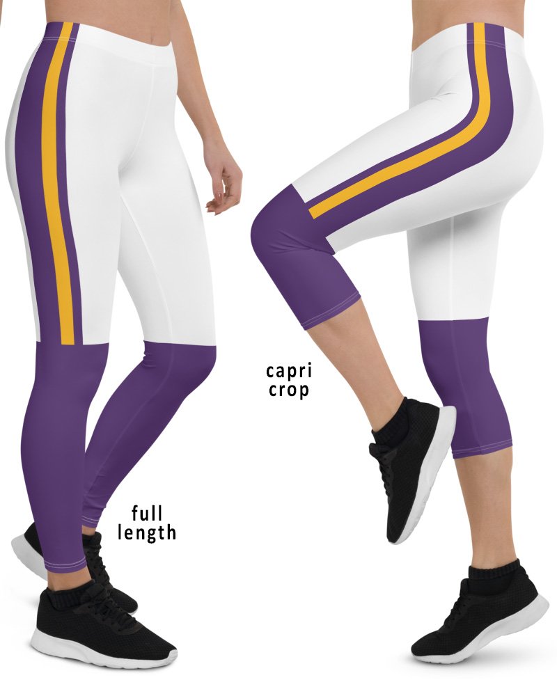 Squeaky Chimp Minnesota Vikings Football Uniform Leggings (Color: Viking Purple, Size: XS, Legging Length: Capri Cropped)