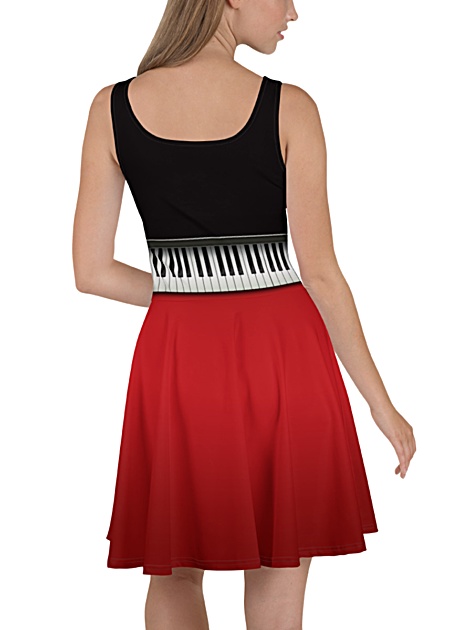 summer sundress sun dress flare skater skirt stripe stripes stripe piano dress music musician keys key keyboard