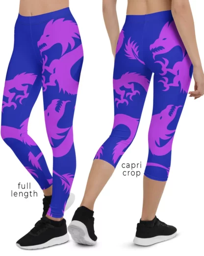 pink purple Chinese dragon leggings