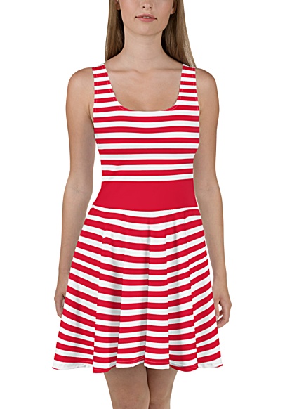 red stripes sundress strip flare skater dress