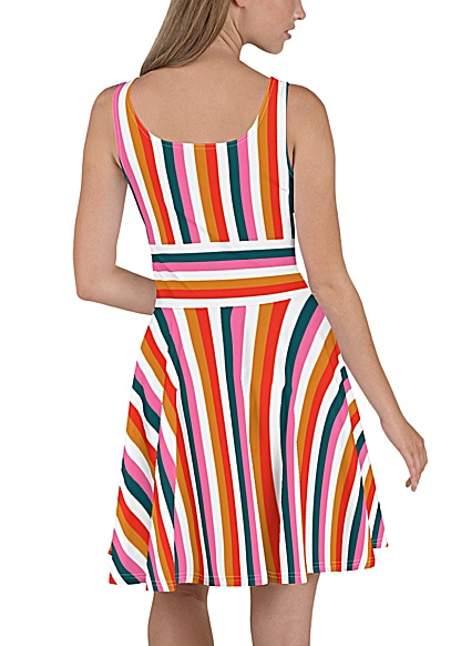 summer sundress sun dress flare skater skirt stripe stripes stripe pastel pink blue orange spring