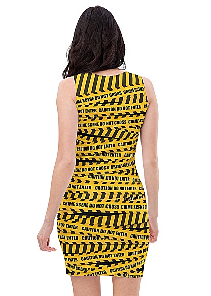 Yellow Warning Crime Scene Caution Tape Dress Fitted Summer Hot